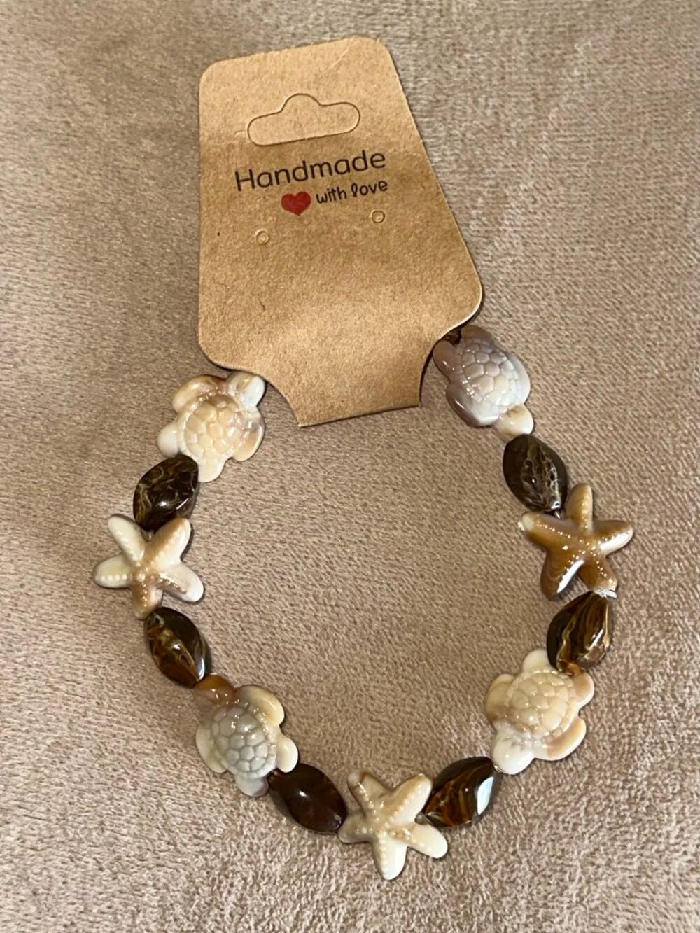 Beach Hawaiian Hono, sea turtle and starfish anklet-Handcrafted in Hawaii